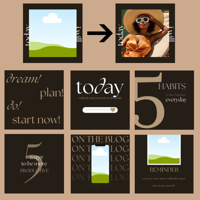 100 READY DONE INSTAGRAM POSTS TEMPLATE